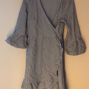 Blue and white striped navy wrap dress!